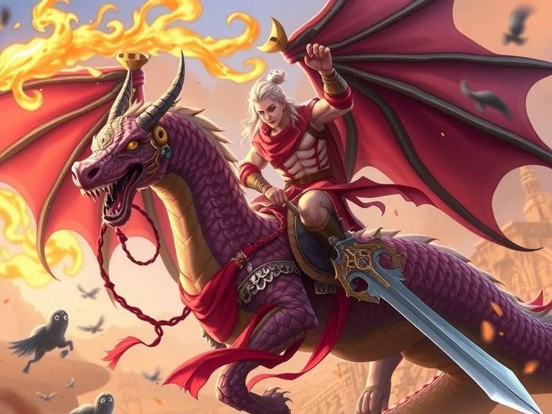 Gameplay screenshot showing a high-level Shingen hero with multiple ability effects active against a dragon